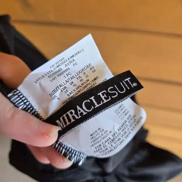 Miraclesuit Avra Swimsuit NWOT One Piece Black US 8 Swim Bathing Suit Slimming - Picture 5 of 5